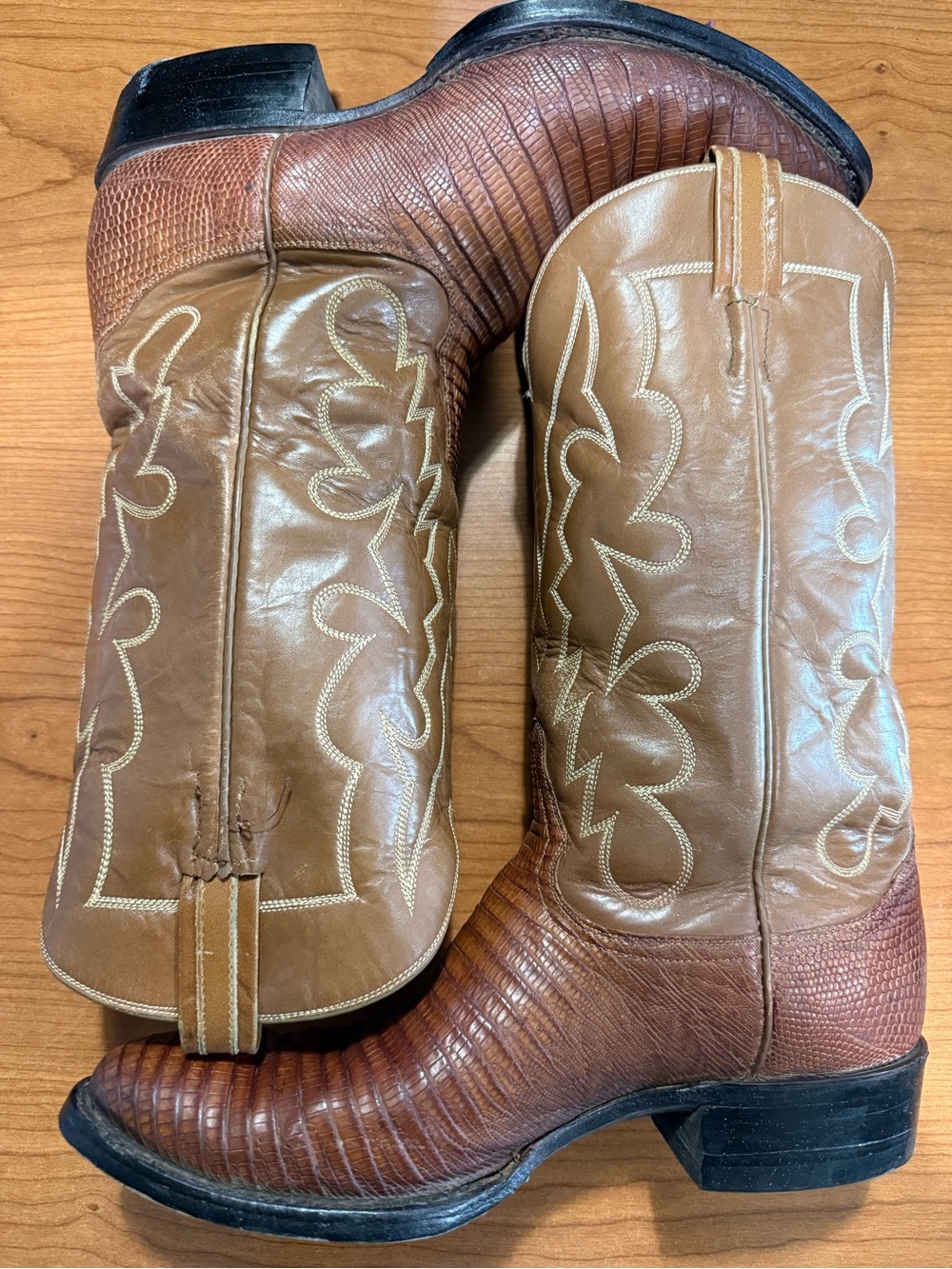 Tony Lama Two-Tone Brown Western Cowboy Boots